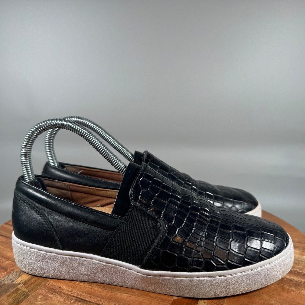 Vionic Demetra Croc Black Leather Slip On Sneakers Shoes Womens 6.5‎